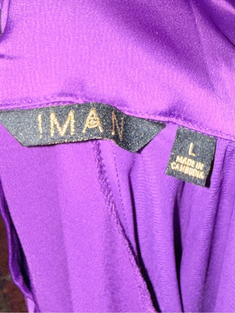 IMAN Purple Satin Keyhole Tie-Neck Blouse - Picture 2 of 11